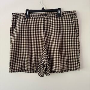 Vintage White Stag Gingham Plaid Cotton Shorts Tan Black Size 14